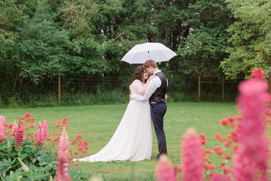 Intimate Romantic Backyard Wedding Rainy Romantic Portraits