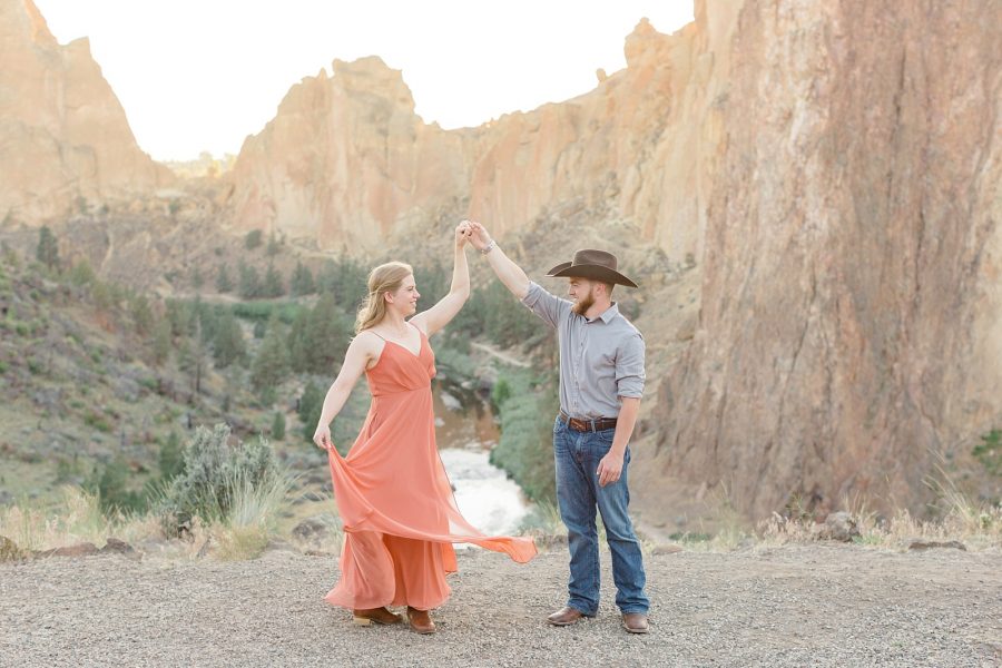 Smith Rock engagement session twirl